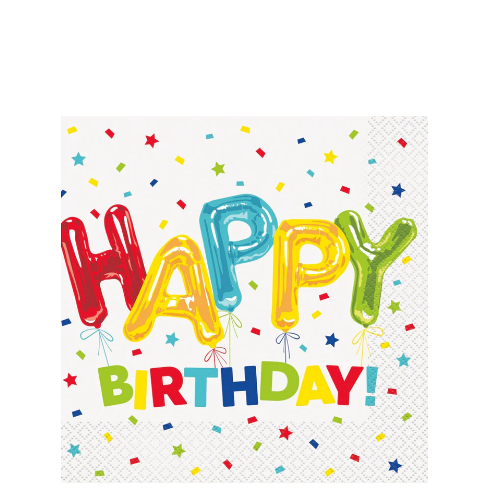 Happy Balloon Birthday Beverage Napkins 16ct