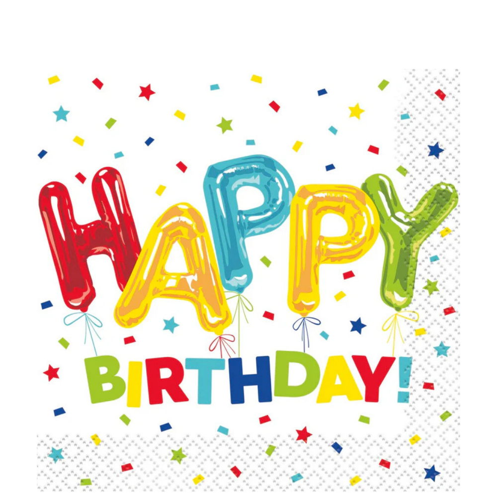 Happy Balloon Birthday Lunch Napkins 16ct