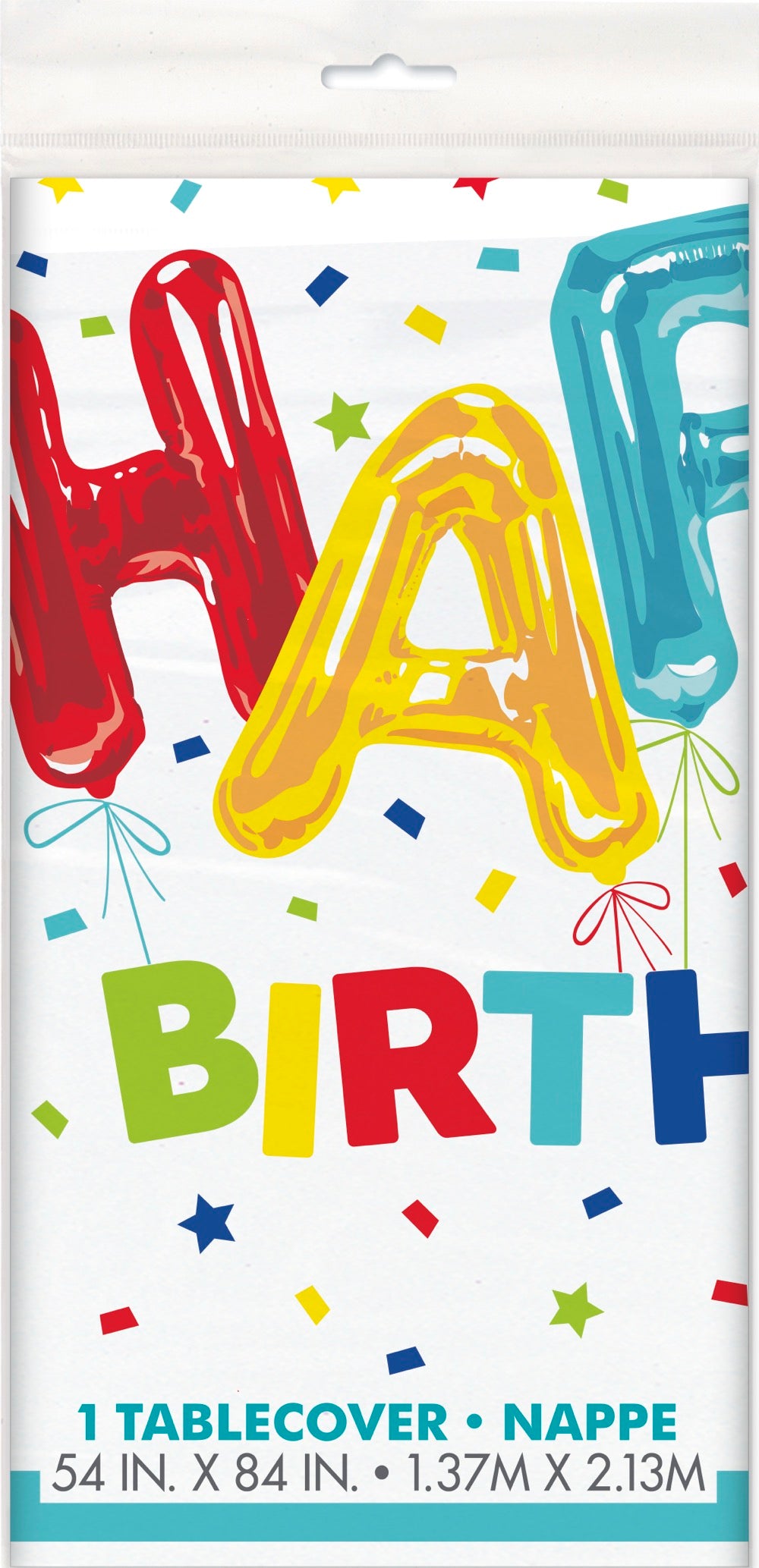 Happy Balloon Birthday Rectangular Plastic Table Cover 54in x 84in