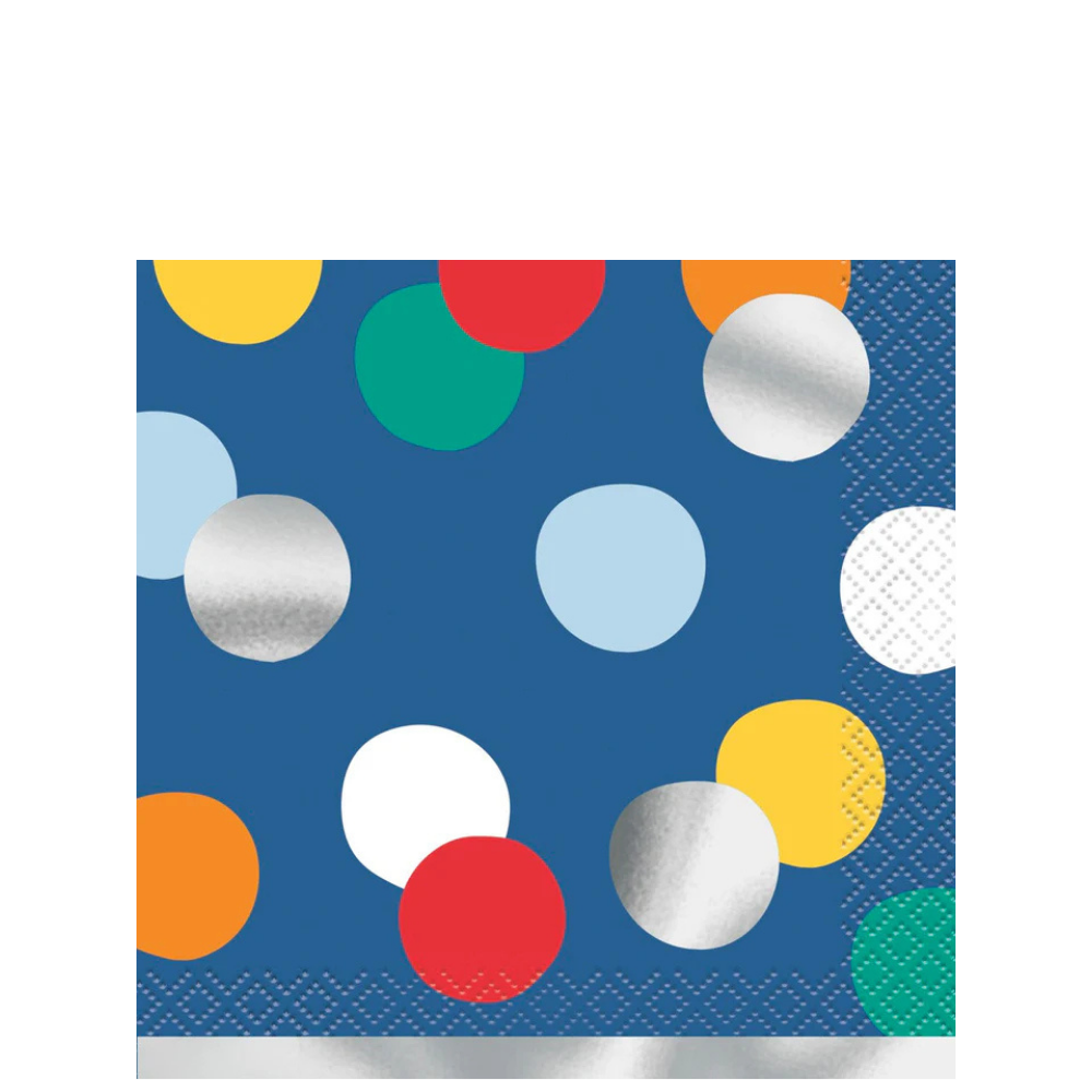 Happy Birthday Dots Foil Beverage Napkins 16ct