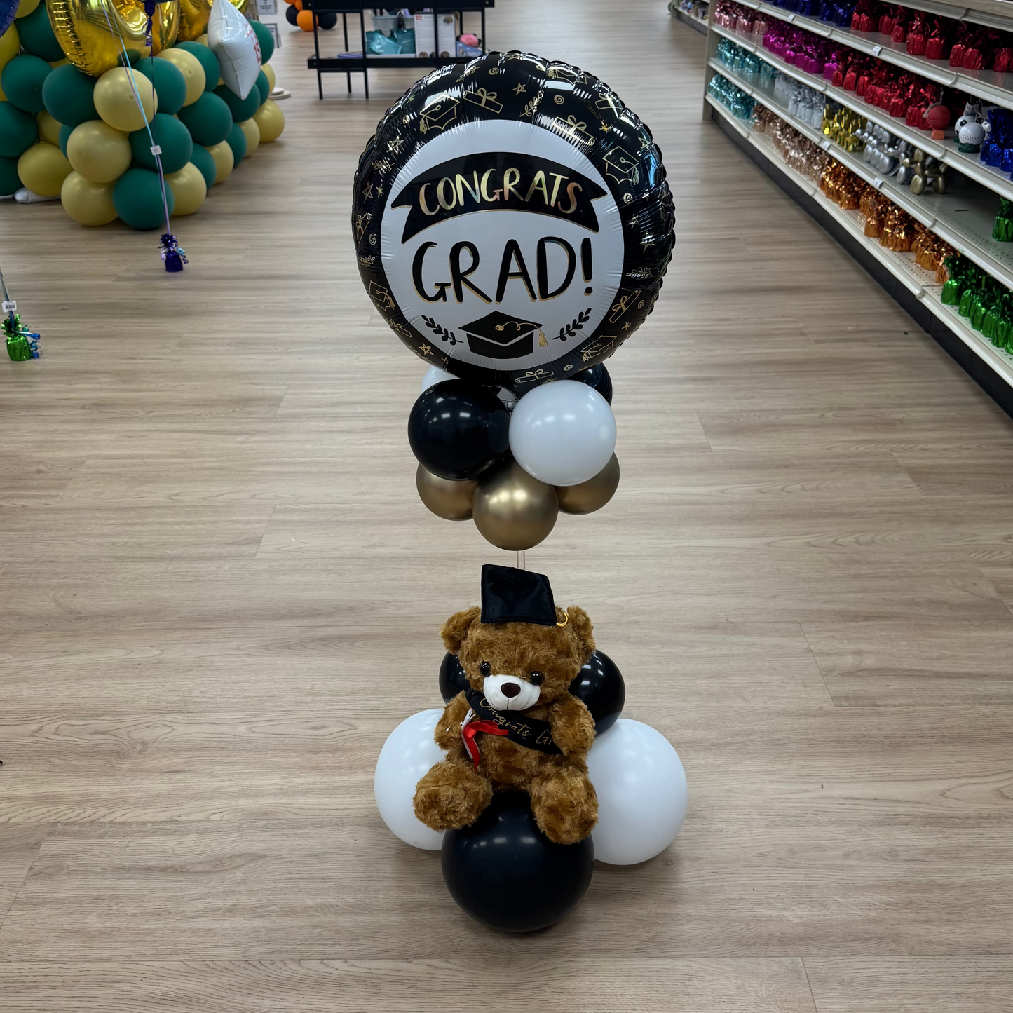 Grad Plush Bear Balloon Tabletop Stand