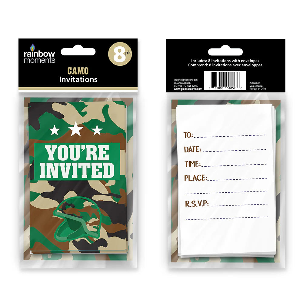 CAMO Party Invitations 8ct