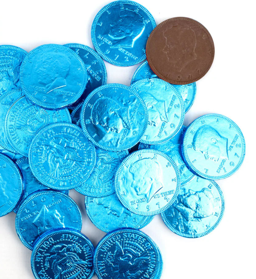 Milk Chocolate Coins 6oz Bag Light Blue