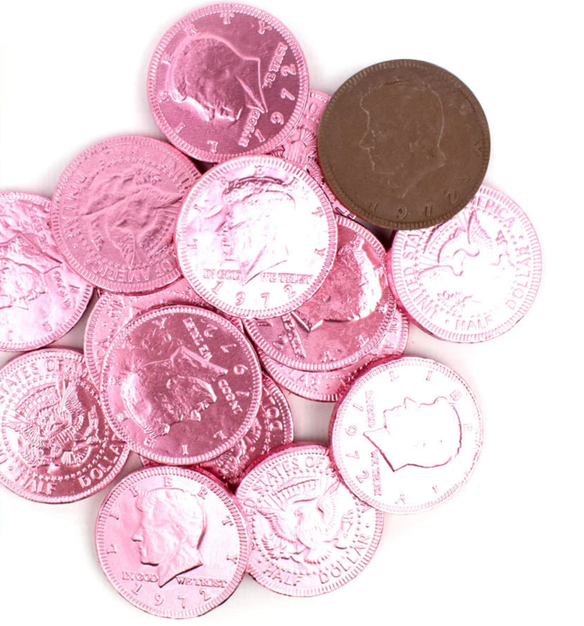 Milk Chocolate Coins 6oz Bag Pink