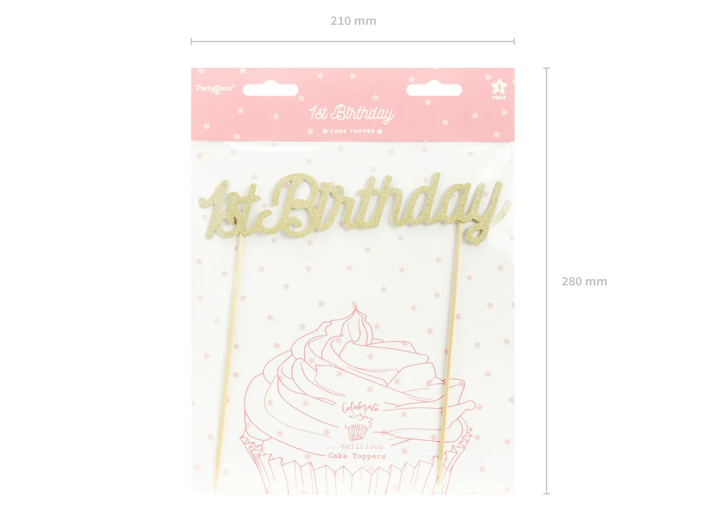 1st Birthday Cake Topper Gold Glitter