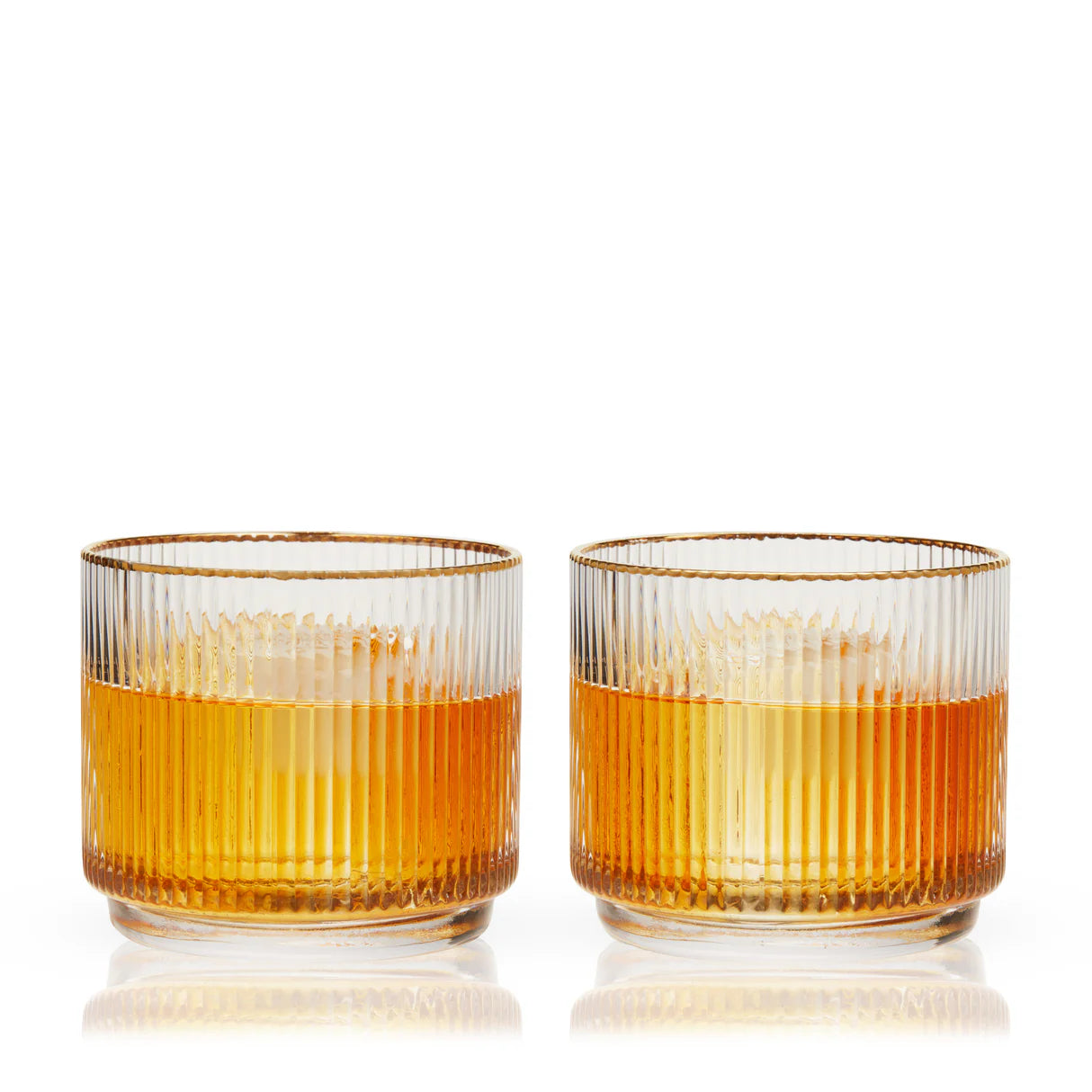 Meridian Crystal Gold Rimmed Lowball Tumblers 2ct