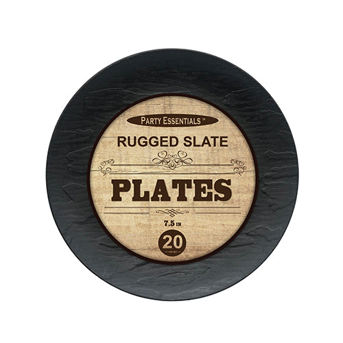 Black Rugged Slate Plates 20 Ct.