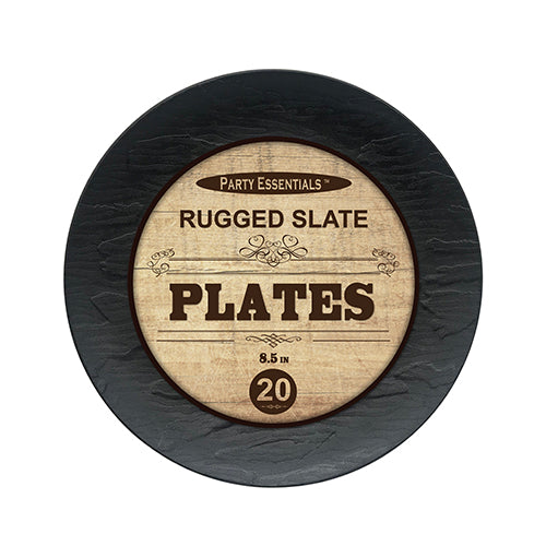 Black Rugged Slate Plates 20 Ct.