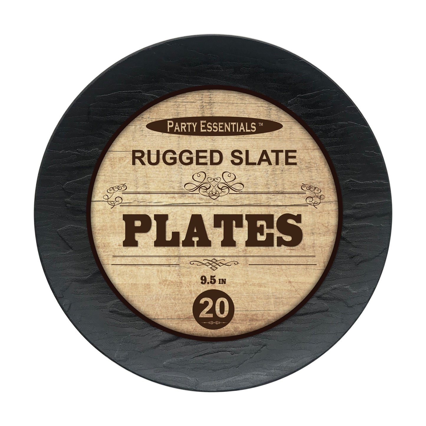 Black Rugged Slate Plates 20 Ct.