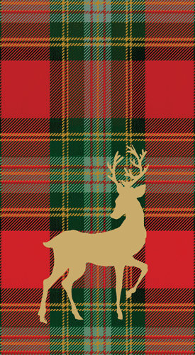 Reindeer Tartan Red Guest Towel