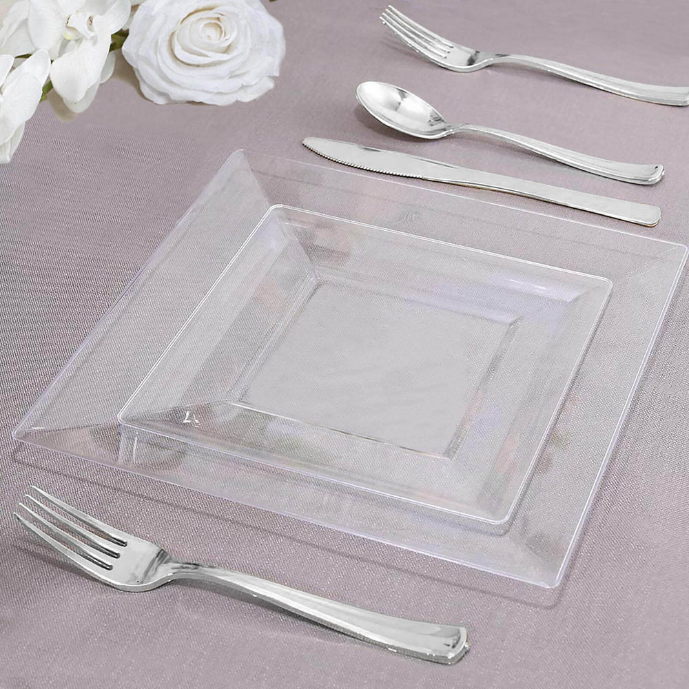Premium Plastic Square Clear Plates and Bowls