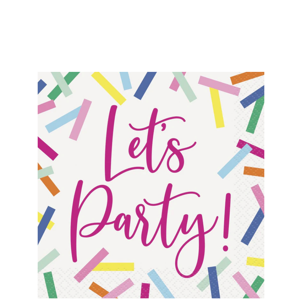 Pink Sprinkles Let's Party! Beverage Napkins 16ct