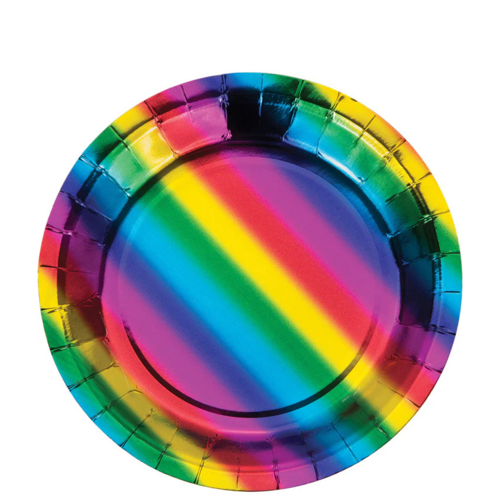Rainbow Foil 7in Dessert Plates 8ct