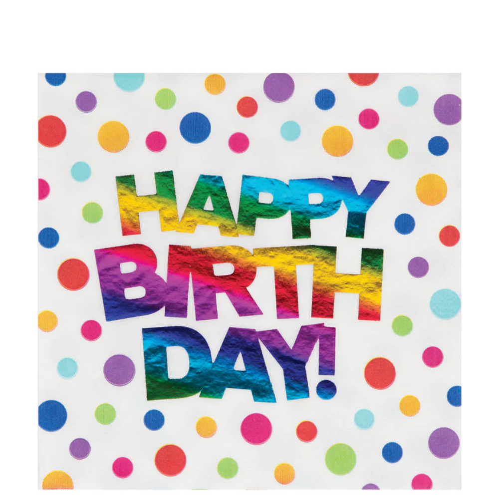 Rainbow Foil Happy Birthday Lunch Napkins 16ct