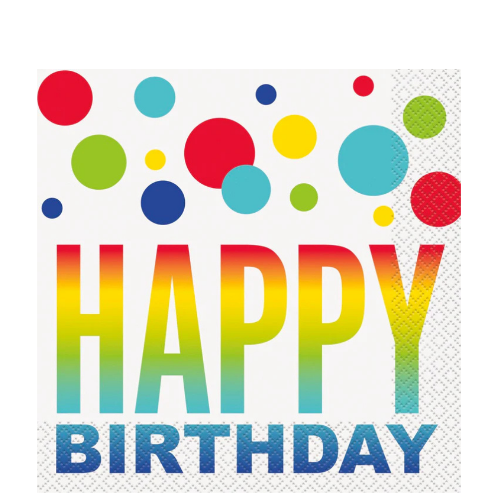 Rainbow Spots Birthday Lunch Napkins 16ct