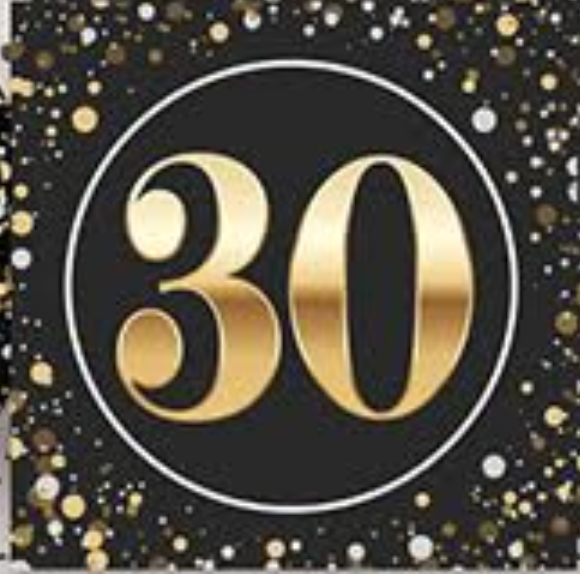"30" Beverage Napkins (16/Pkg)