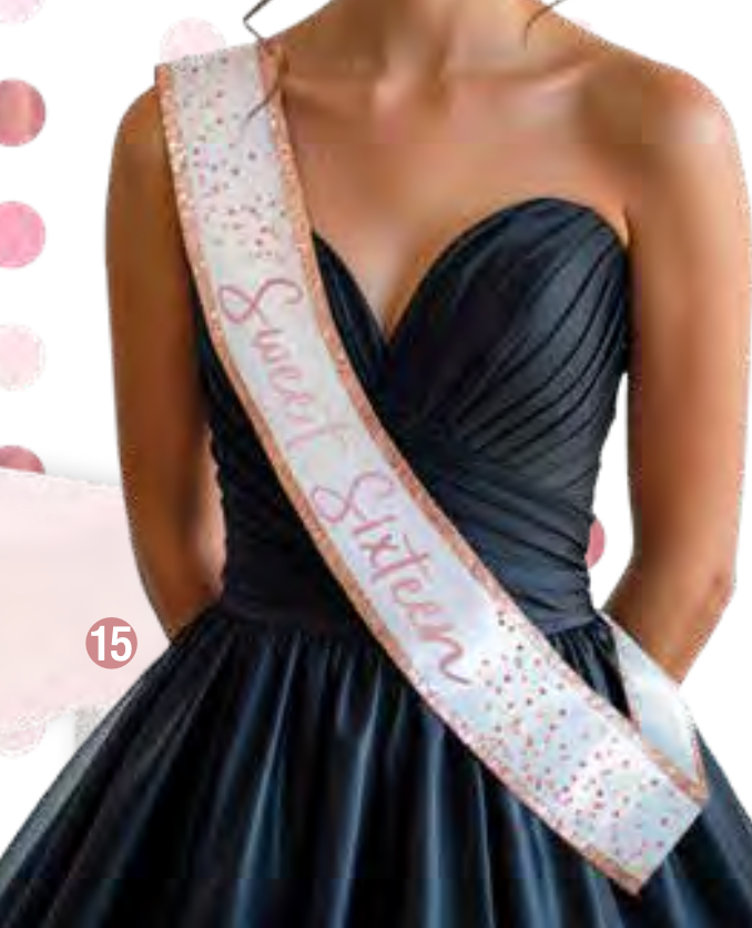 Blush Sweet 16 Satin Fabric Sash