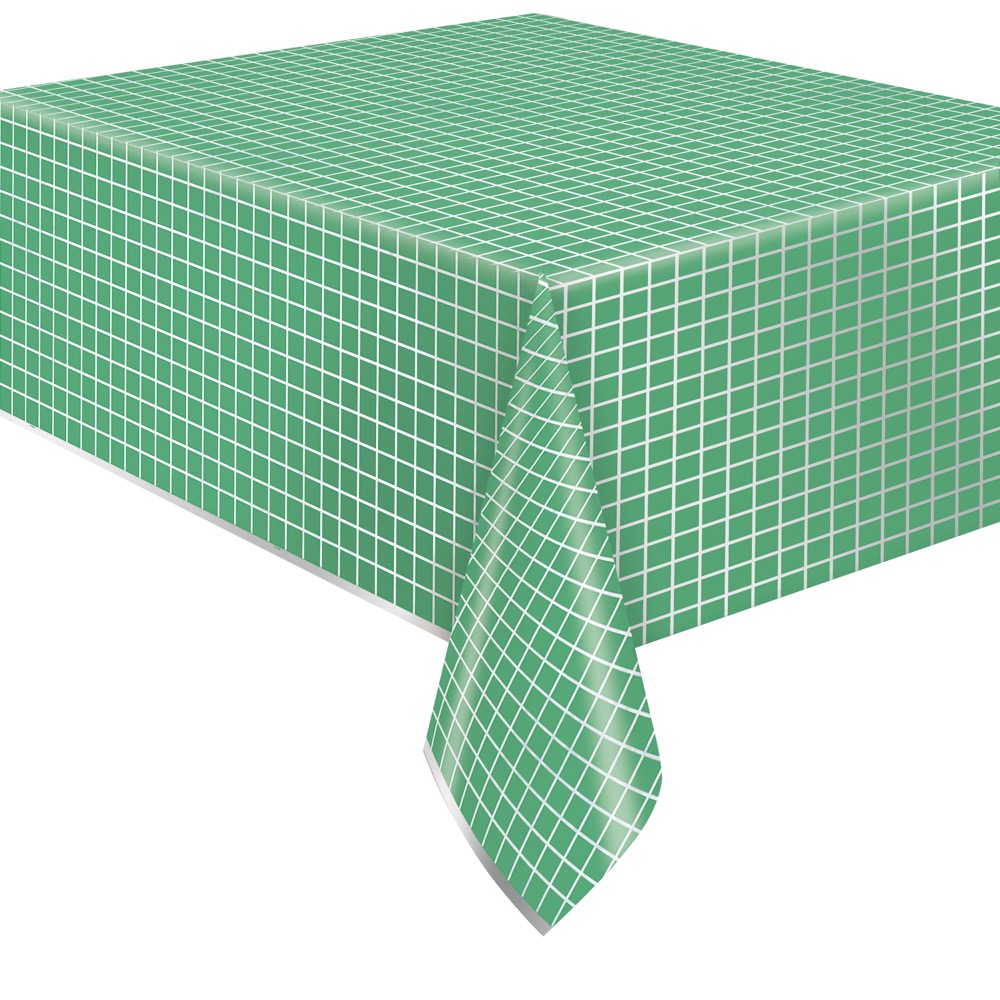 Silver & Bright Green Rectangular Foil Table Cover 54in x 84in