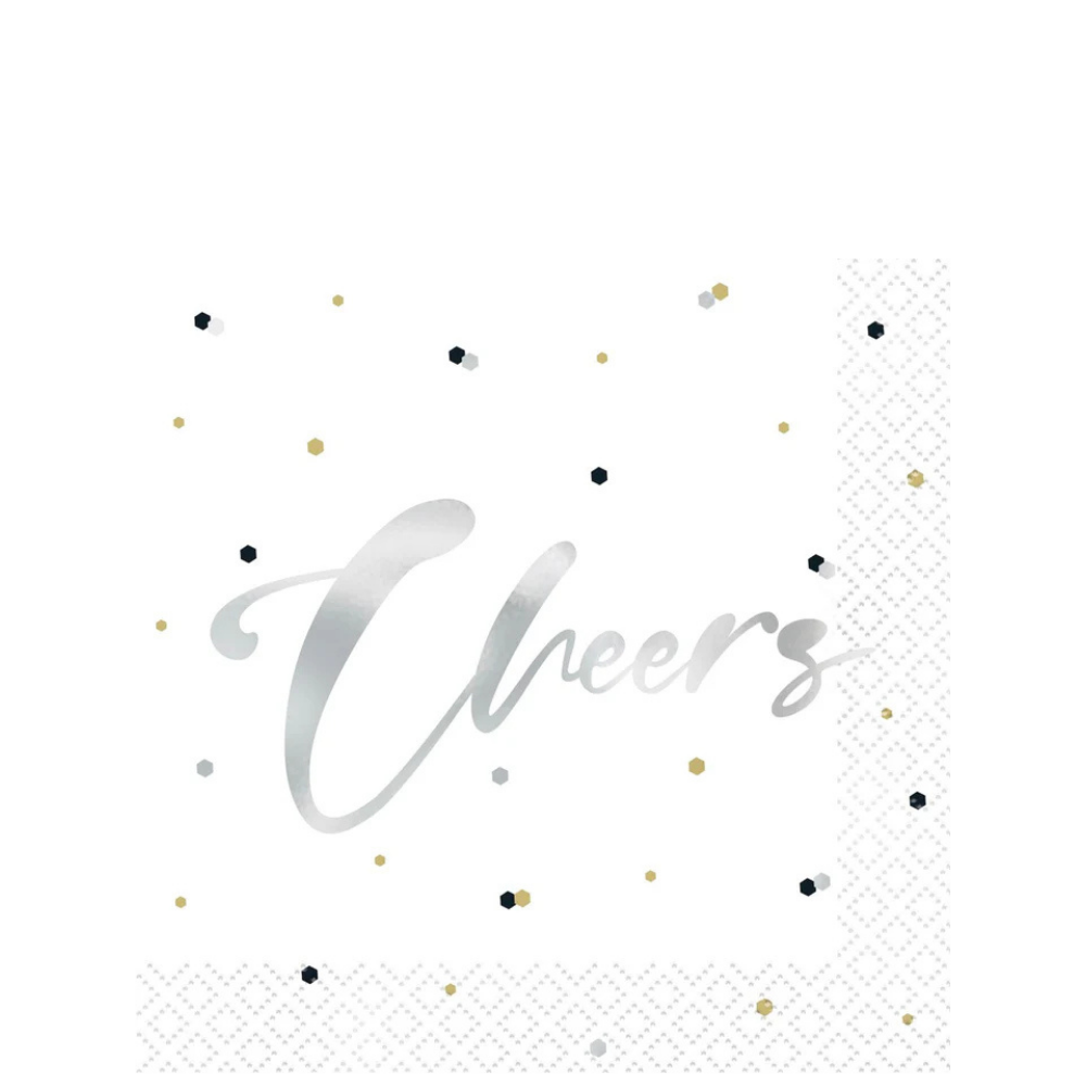 Silver Foil Happy Birthday Beverage Napkins 16ct