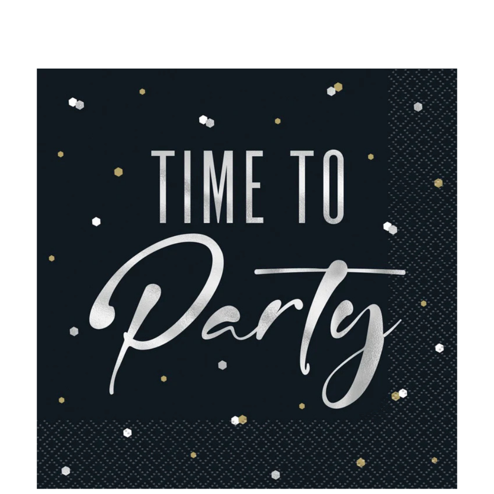 Silver Foil Happy Birthday Lunch Napkins 16ct