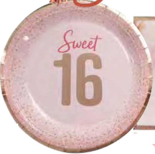 Blush Sweet 16 9in Plates 8ct - Foil