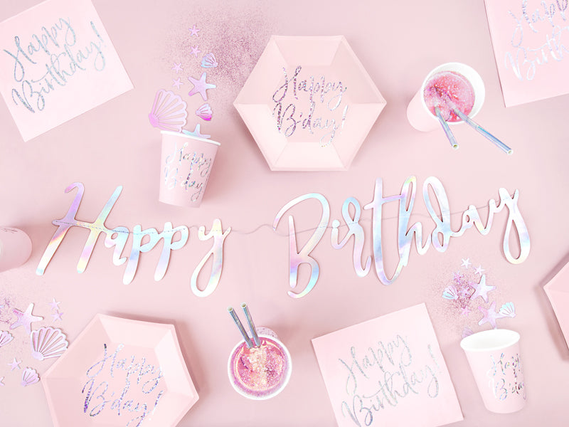 Happy Birthday Pink Sparkle 8in Plates 6ct