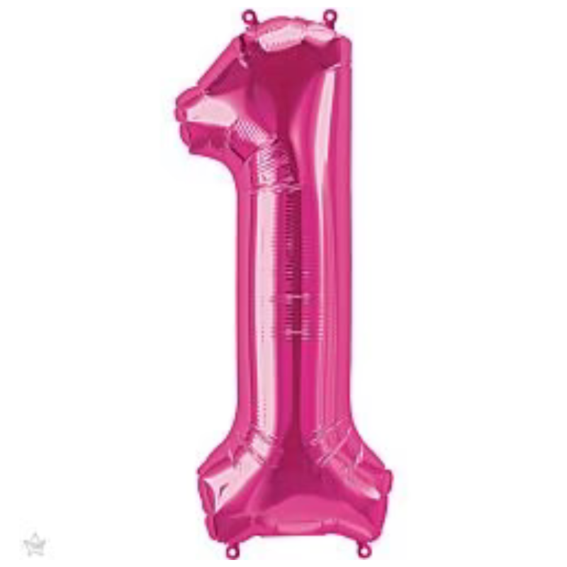 34in Number Balloons: Bright Pink
