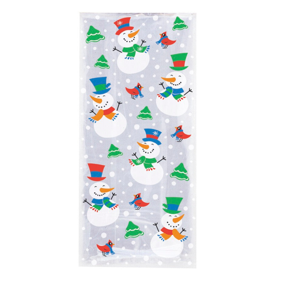 Snowman Glee Cellophane Bags 20ct 11" x 5"