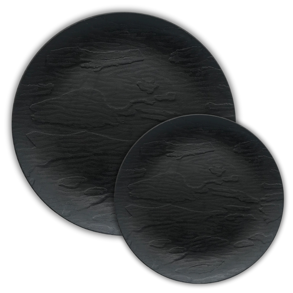 Black Rugged Slate Plates 20 Ct.