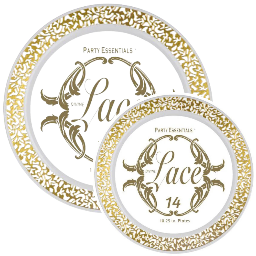 Lace Plate - White w/ Gold Edge
