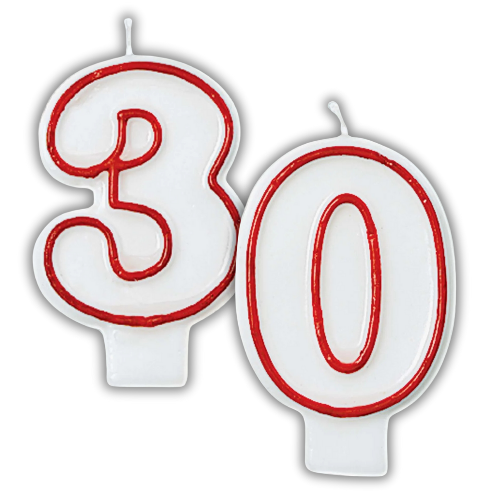 Red and White Number Candle
