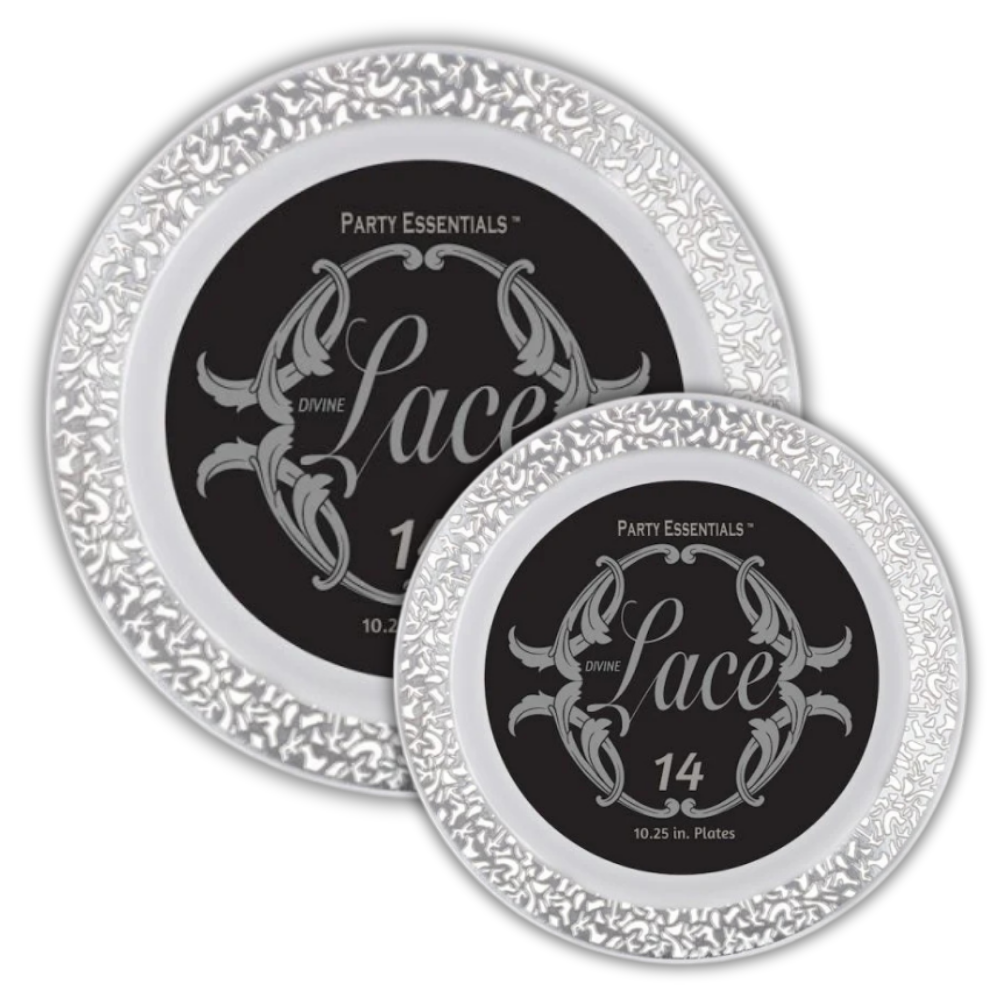Lace Plate - White w/ Silver Edge