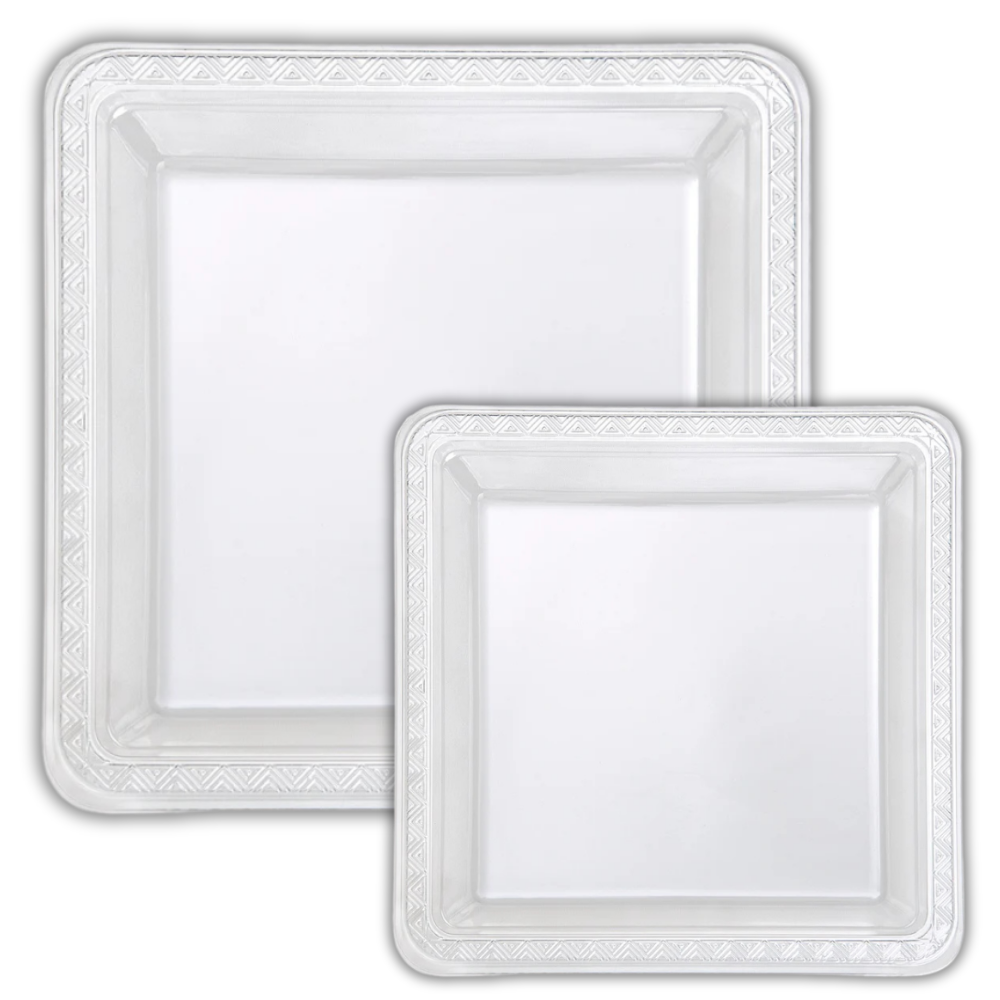 Clear Square Decorative Plastic Plates