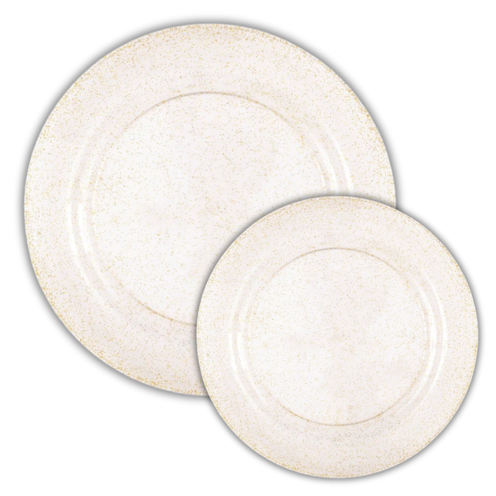 Gold Glitter Plastic Round Plates 8ct