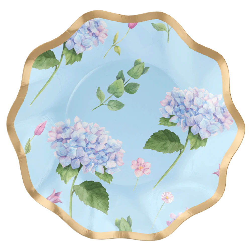 Hydrangeas Wavy 6.5in Appetizer/Dessert Bowls 8ct