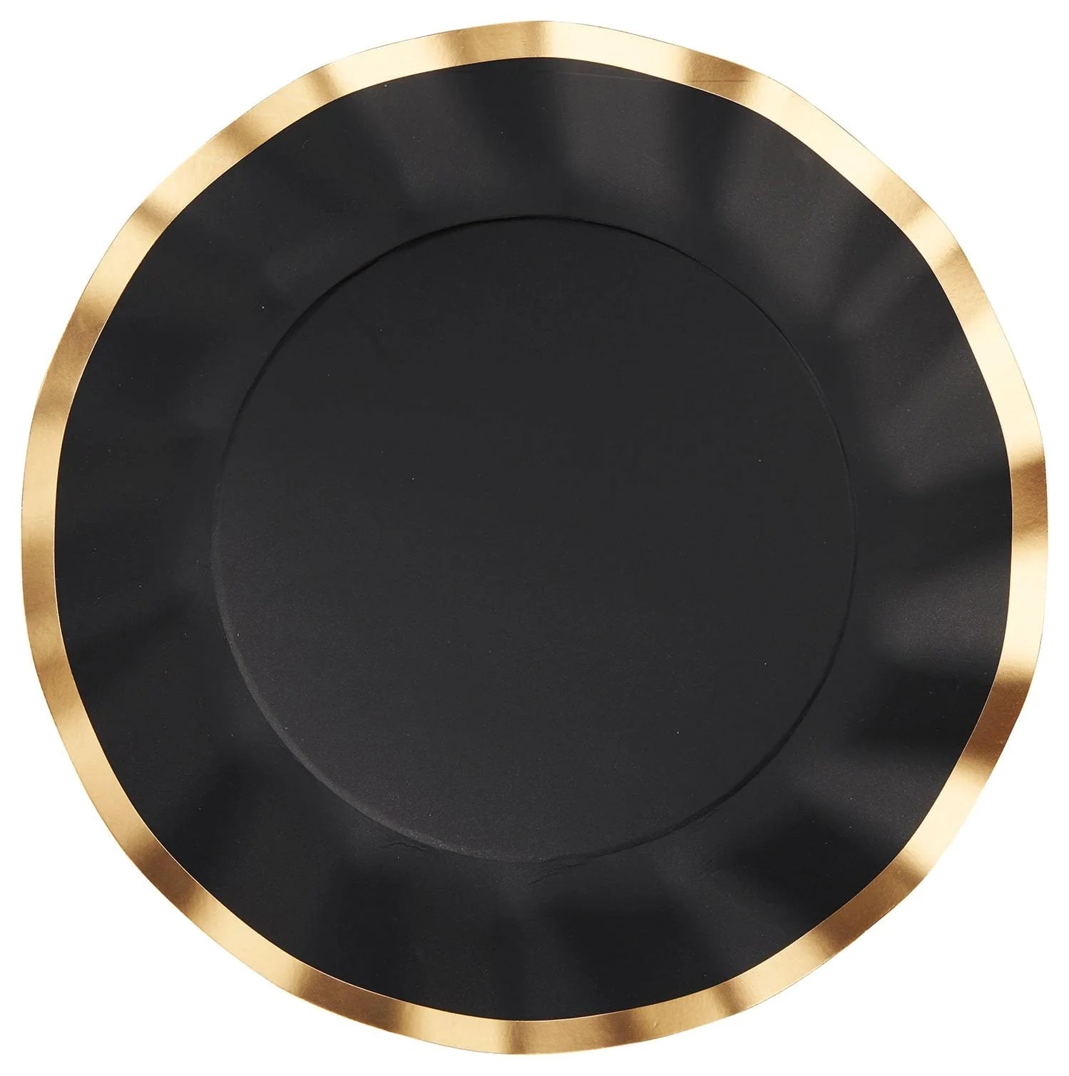 Black and Gold Wavy 8in Salad/Dessert Plates 8ct