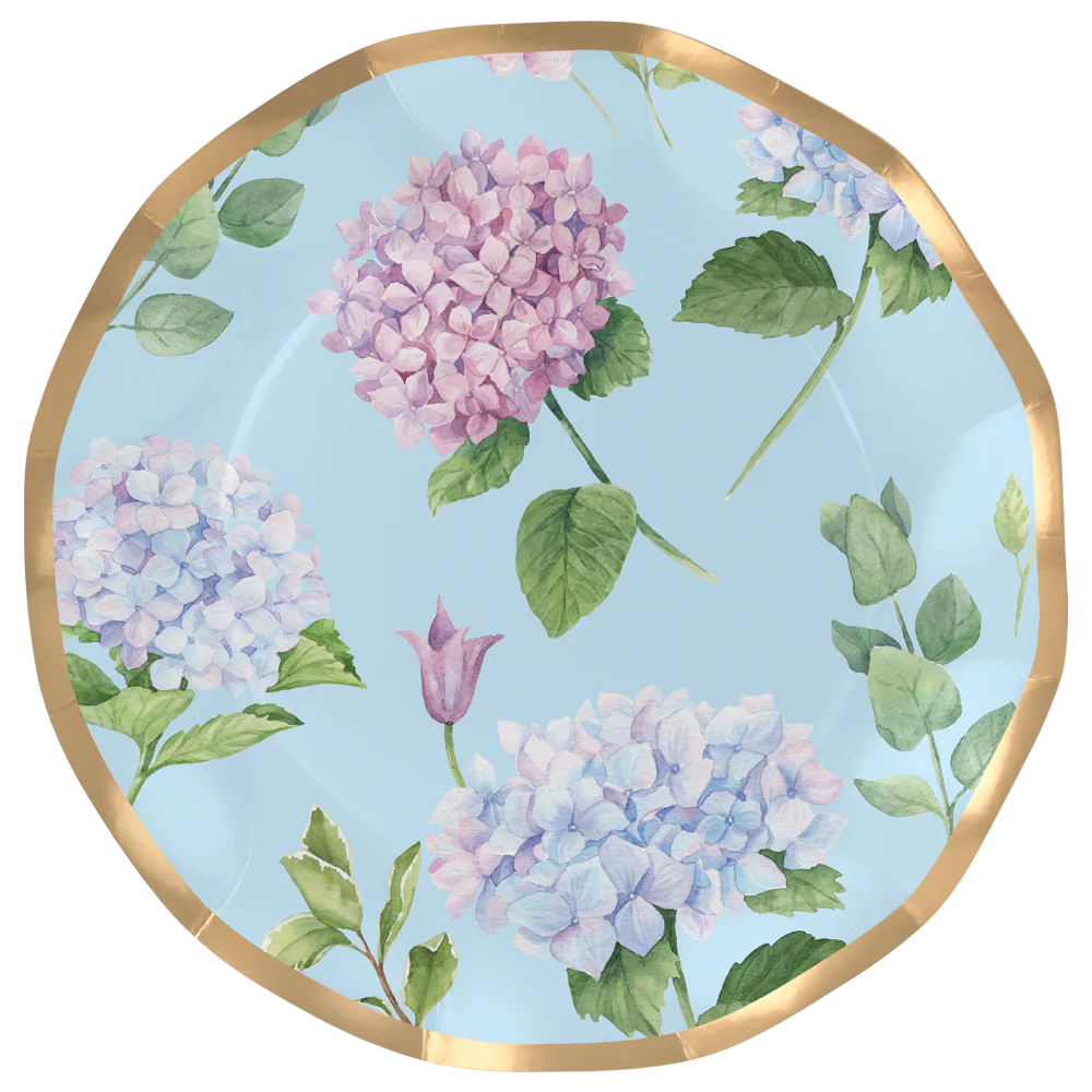 Hydrangeas Wavy 10.5in Dinner Plates 8ct