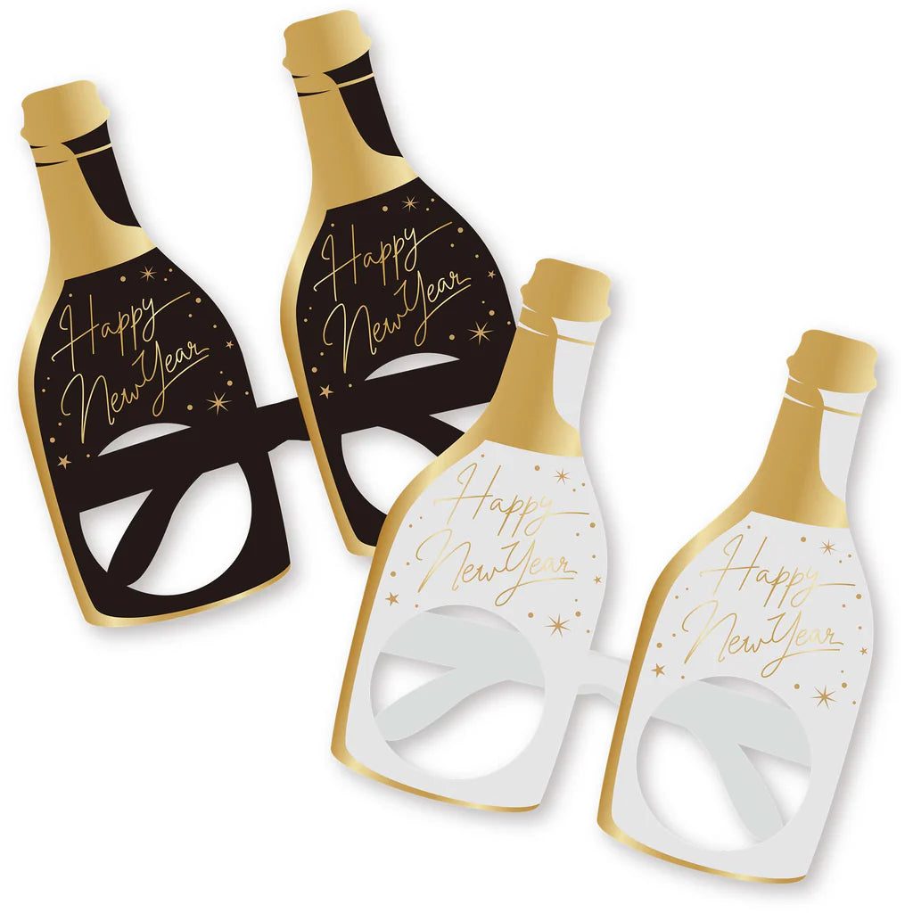 NYE Paper Champagne Bottle Glasses, 4pk