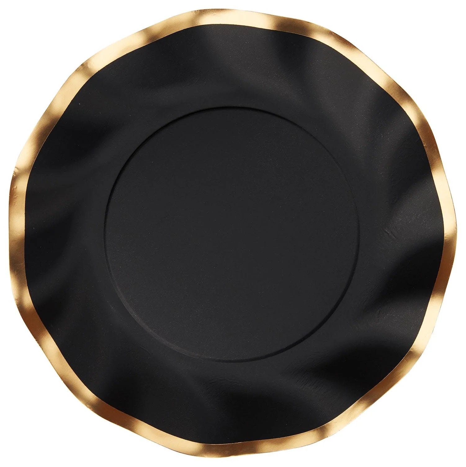 Black and Gold Wavy 10.5in Dinner Plates 8ct