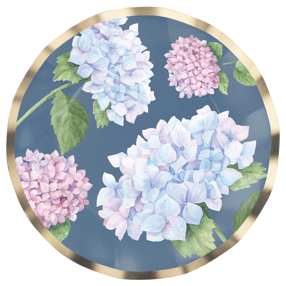 Hydrangeas Wavy 8in Salad/Dessert Plates 8ct