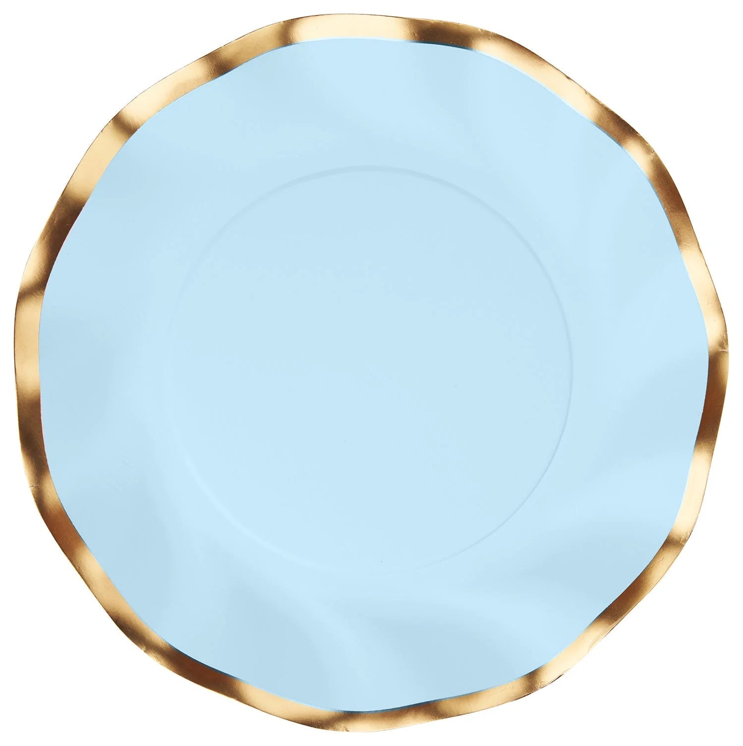 Sky Blue and Gold Wavy 8in Salad/Dessert Plates 8ct