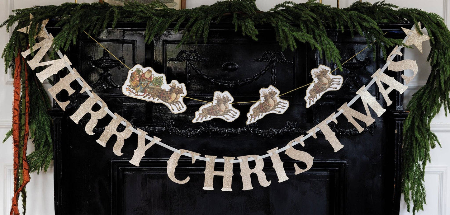Merry Christmas Glitter Chipboard Banner
