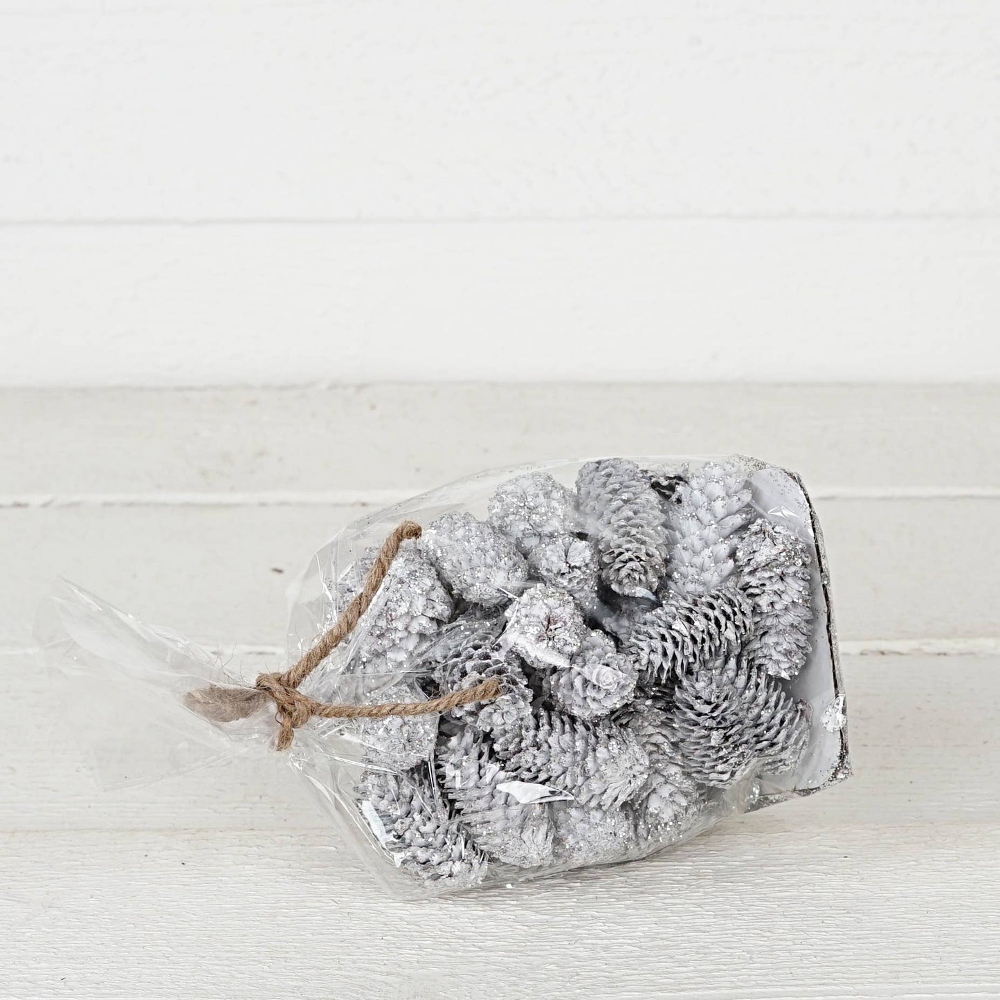 Birchcone Decor Bag-130g-White with silver glitter