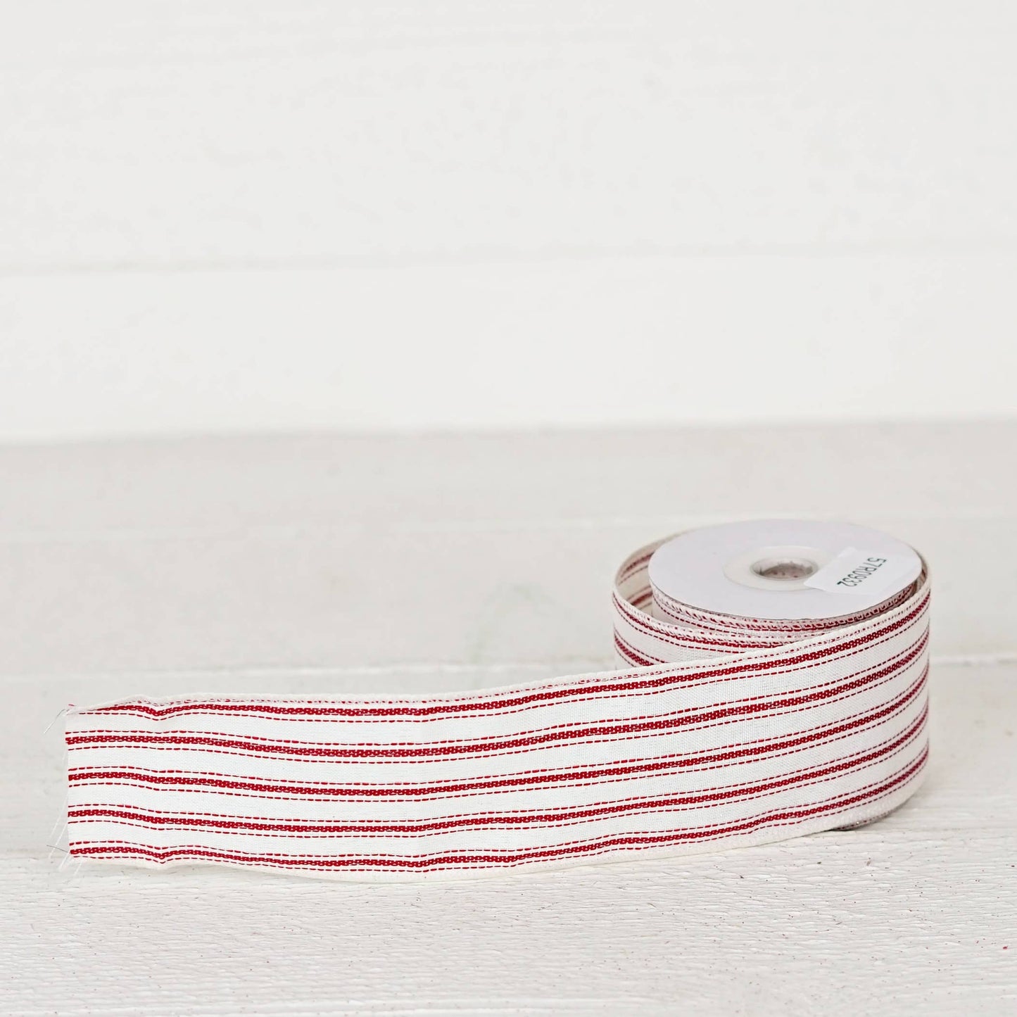 2.5inWx10Yard Wired Ribbon-French Red White Stripe