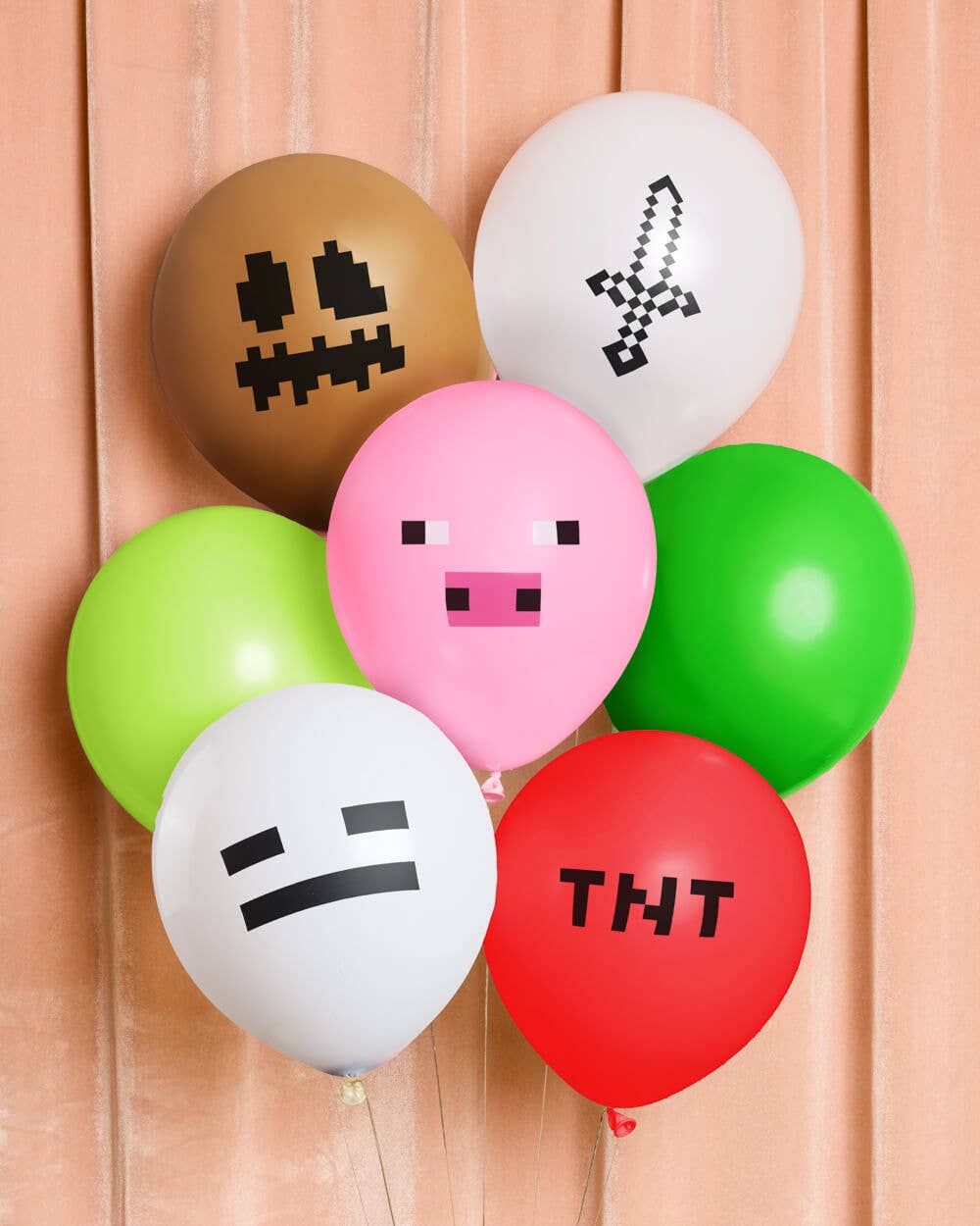Pixel Minecraft Game Packaged Balloons 25ct