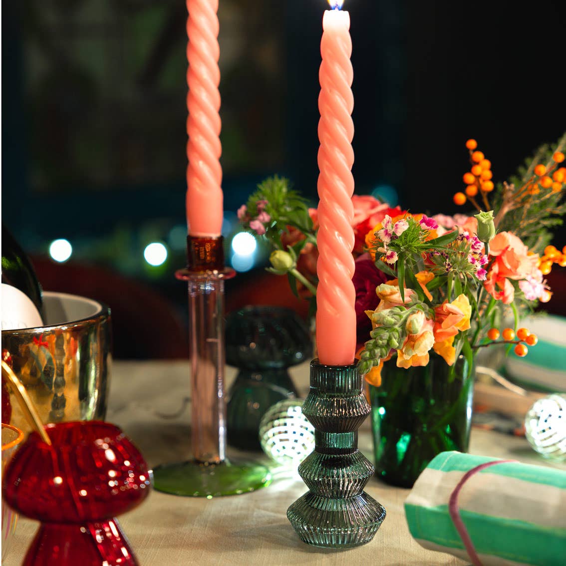 Sage Green Glass Candle Holder