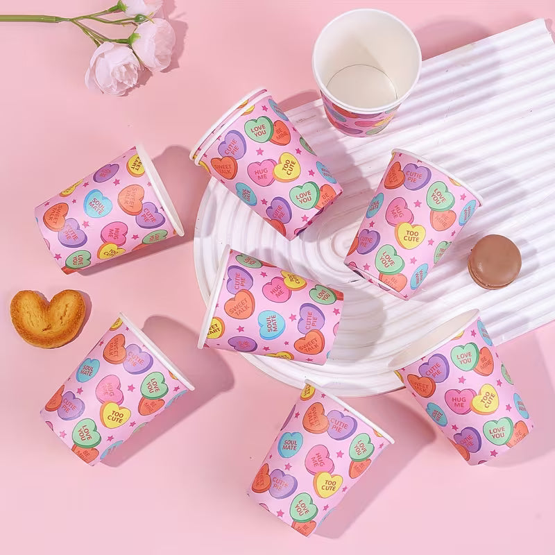 Candy Hearts Paper Cups 10ct