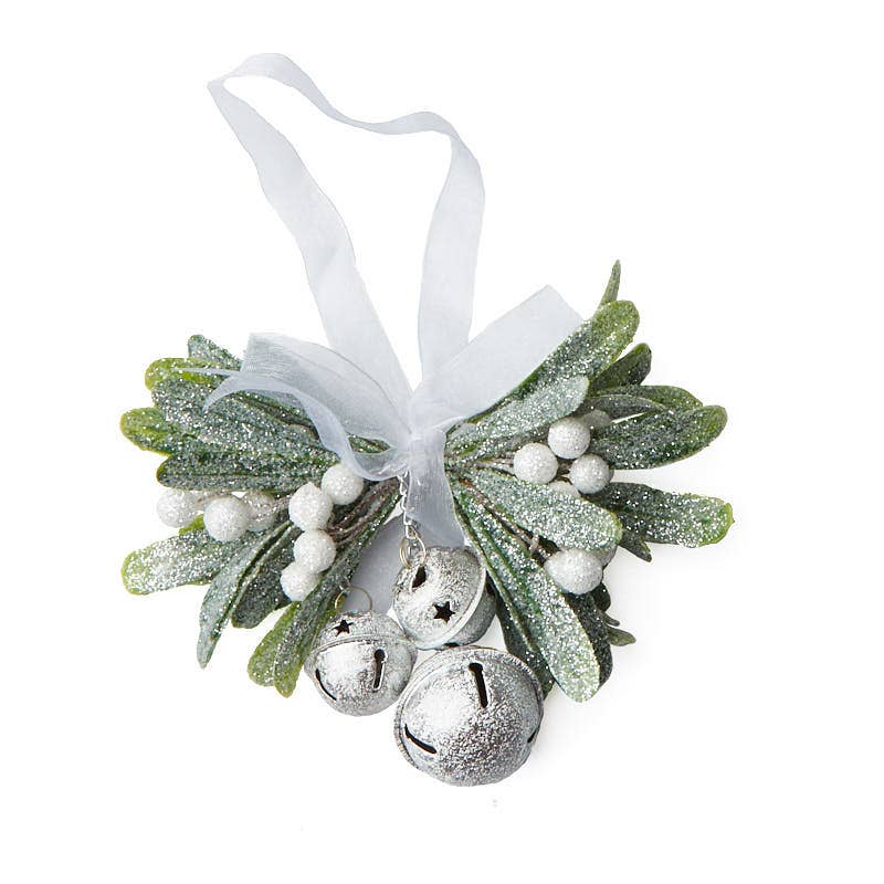Frosted Mistletoe Jingle Bell Ornament (Package of 12)