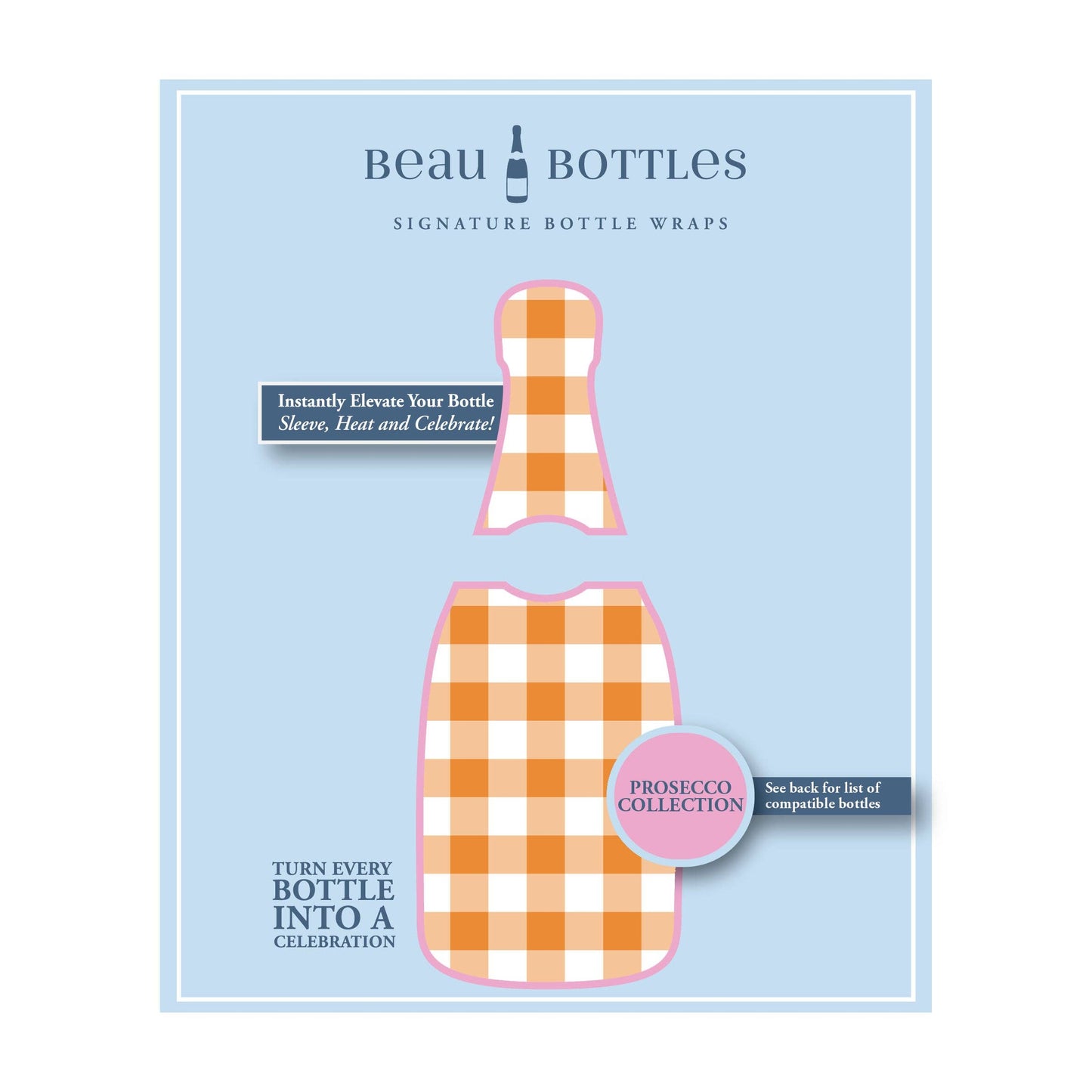 Beau Bottles Orange and White Gingham - La Marca Edition