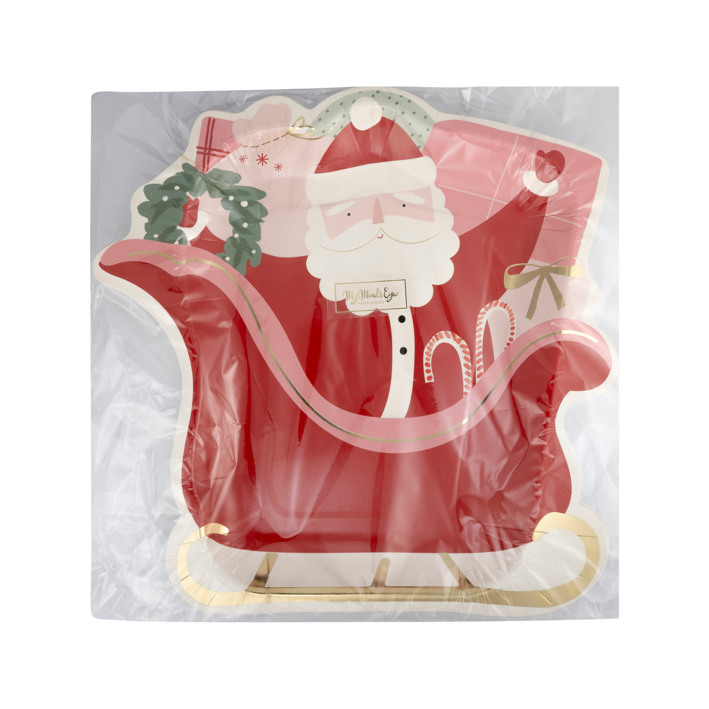 Santa's Sleigh Shaped Paper Plates 8ct